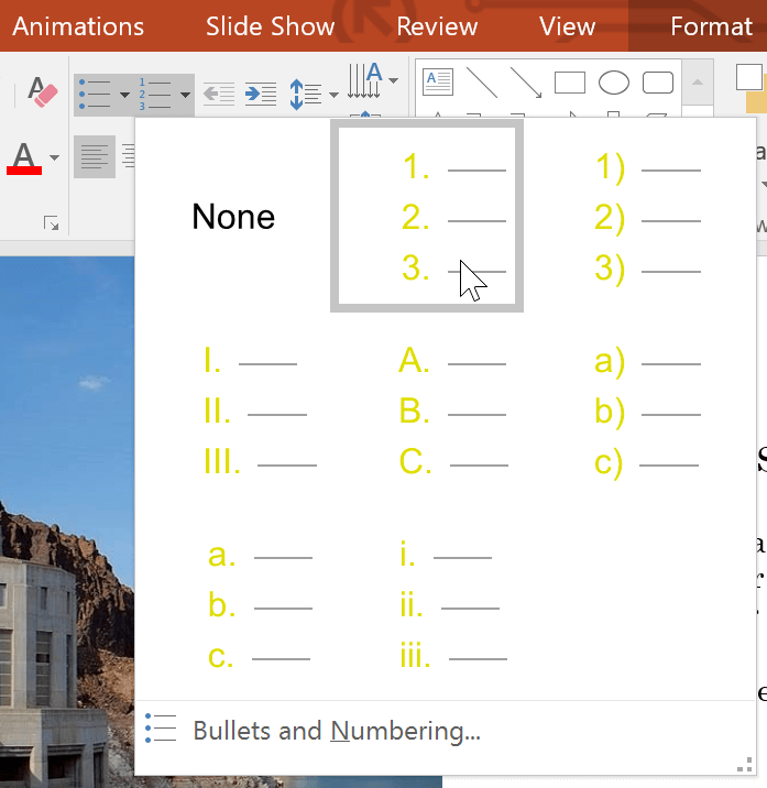 powerpoint-lists-bullet-command-4 Chọn kiểu đánh số bạn muốn
