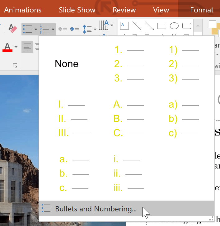 powerpoint-lists-bullet-command-5 Mục Bullets and Numbering
