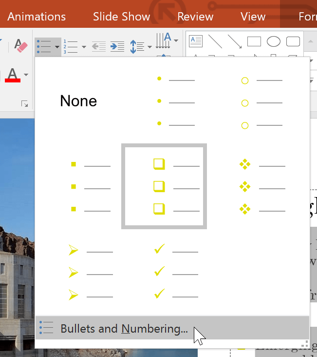 powerpoint-lists-bullet-command-9 Kiểu bullet trong PowerPoint