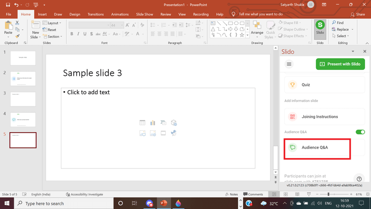 Thêm hỏi & đáp vào slide PowerPoint