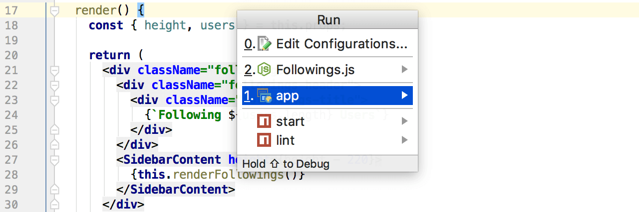 Chạy cấu hình tác vụ trong WebStorm