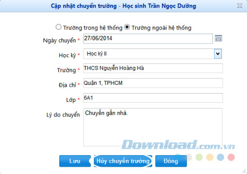 Hủy chuyển trường