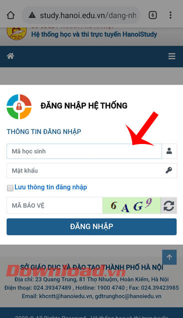 Đăng nhập tài khoản HaNoi Study