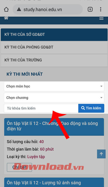 Tìm kiếm bài kiểm tra