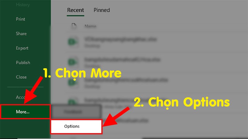 Chọn More > Chọn Options