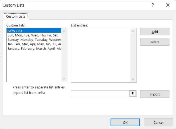 Tạo custom list trong Excel