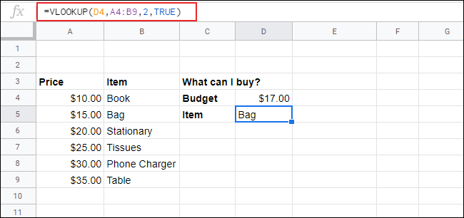 vlookup-example4 Dùng VLOOKUP trong Google Sheets thật đơn giản
