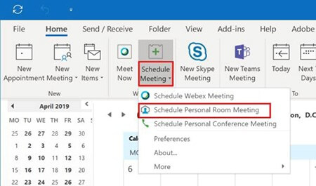 Lập lịch họp cá nhân trên Webex Meetings