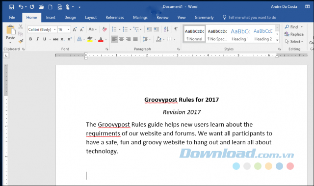 Định dạng văn bản dưới dạng một cột trong Microsoft Word 2016
