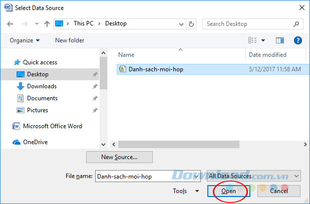Chọn file danh sách