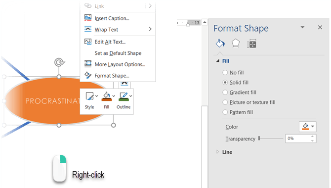 word-format-shape Microsoft Word cho phép bạn thoải mái tùy biến hình dạng trong bản đồ tư duy