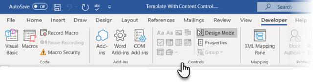 word-template-7 Tab Developer đã hiển thị trong Ribbon