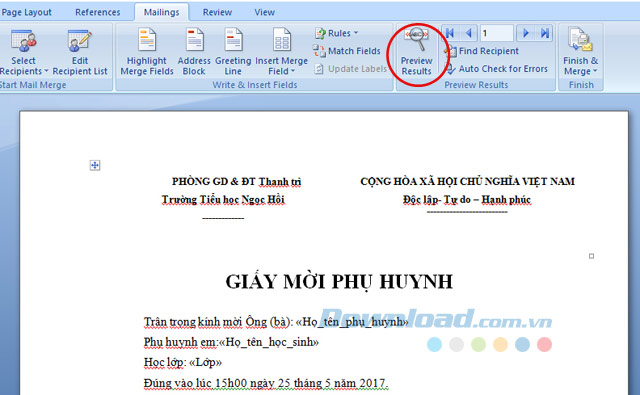Xem trước file trộn